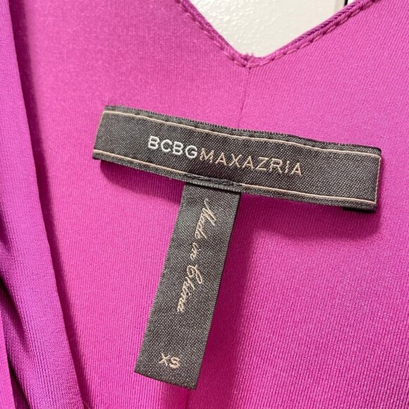 BCBGMaxAzria Evert Ruched V-Neck Dress Purple – XS - Picture 10 of 16